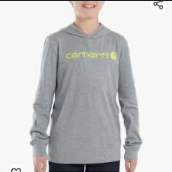 Carhartt Kids Gray Hoodie with Yellow Logo - Picture 1 of 9